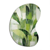 Abstract Green Plants Minimalism Retro Collage - Asymmetric Metal Wall Art