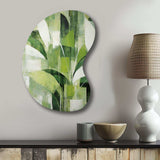 Abstract Green Plants Minimalism Retro Collage - Asymmetric Metal Wall Art