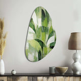 Abstract Green Plants Minimalism Retro Collage - Asymmetric Metal Wall Art