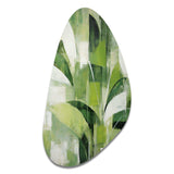 Abstract Green Plants Minimalism Retro Collage - Asymmetric Metal Wall Art