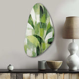 Abstract Green Plants Minimalism Retro Collage - Asymmetric Metal Wall Art