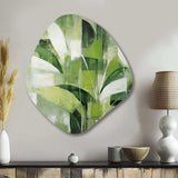 Abstract Green Plants Minimalism Retro Collage - Asymmetric Metal Wall Art