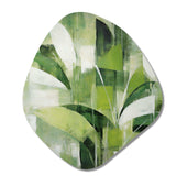 Abstract Green Plants Minimalism Retro Collage - Asymmetric Metal Wall Art