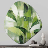 Abstract Green Plants Minimalism Retro Collage - Asymmetric Metal Wall Art