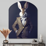 White Rabbit In Fancy Suit - Asymmetric Metal Wall Art