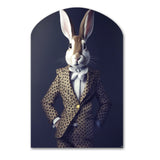 White Rabbit In Fancy Suit - Asymmetric Metal Wall Art