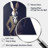 White Rabbit In Fancy Suit - Asymmetric Metal Wall Art