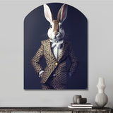 White Rabbit In Fancy Suit - Asymmetric Metal Wall Art