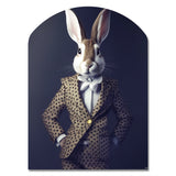 White Rabbit In Fancy Suit - Asymmetric Metal Wall Art