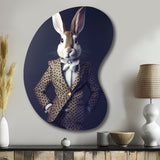 White Rabbit In Fancy Suit - Asymmetric Metal Wall Art