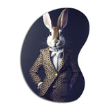 White Rabbit In Fancy Suit - Asymmetric Metal Wall Art