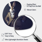 White Rabbit In Fancy Suit - Asymmetric Metal Wall Art