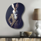 White Rabbit In Fancy Suit - Asymmetric Metal Wall Art