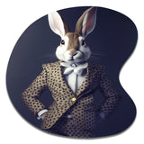 White Rabbit In Fancy Suit - Asymmetric Metal Wall Art