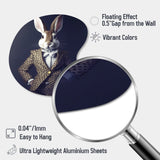 White Rabbit In Fancy Suit - Asymmetric Metal Wall Art