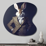 White Rabbit In Fancy Suit - Asymmetric Metal Wall Art