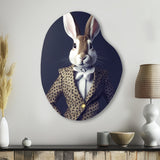 White Rabbit In Fancy Suit - Asymmetric Metal Wall Art