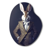 White Rabbit In Fancy Suit - Asymmetric Metal Wall Art