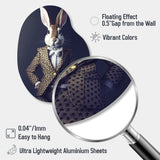 White Rabbit In Fancy Suit - Asymmetric Metal Wall Art