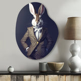 White Rabbit In Fancy Suit - Asymmetric Metal Wall Art