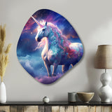 Cosmic Purple Unicorn Magic - Asymmetric Metal Wall Art