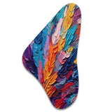 Rough Texture Colorful Feathers Painting I - Asymmetric Metal Wall Art