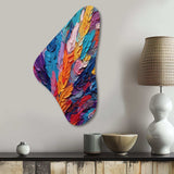 Rough Texture Colorful Feathers Painting I - Asymmetric Metal Wall Art