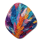 Rough Texture Colorful Feathers Painting I - Asymmetric Metal Wall Art