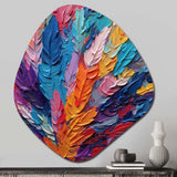 Rough Texture Colorful Feathers Painting I - Asymmetric Metal Wall Art