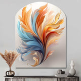 Fractal Boho Feather Amber Orange And Turquoise - Asymmetric Metal Wall Art