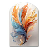 Fractal Boho Feather Amber Orange And Turquoise - Asymmetric Metal Wall Art