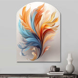 Fractal Boho Feather Amber Orange And Turquoise - Asymmetric Metal Wall Art