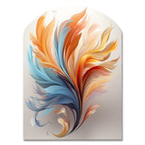 Fractal Boho Feather Amber Orange And Turquoise - Asymmetric Metal Wall Art