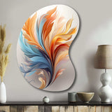 Fractal Boho Feather Amber Orange And Turquoise - Asymmetric Metal Wall Art