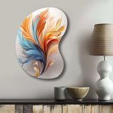 Fractal Boho Feather Amber Orange And Turquoise - Asymmetric Metal Wall Art