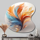 Fractal Boho Feather Amber Orange And Turquoise - Asymmetric Metal Wall Art