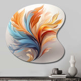 Fractal Boho Feather Amber Orange And Turquoise - Asymmetric Metal Wall Art