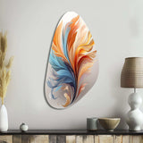 Fractal Boho Feather Amber Orange And Turquoise - Asymmetric Metal Wall Art