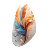 Fractal Boho Feather Amber Orange And Turquoise - Asymmetric Metal Wall Art