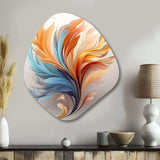 Fractal Boho Feather Amber Orange And Turquoise - Asymmetric Metal Wall Art