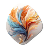 Fractal Boho Feather Amber Orange And Turquoise - Asymmetric Metal Wall Art