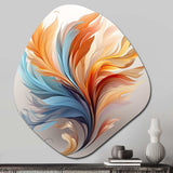 Fractal Boho Feather Amber Orange And Turquoise - Asymmetric Metal Wall Art