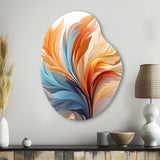 Fractal Boho Feather Amber Orange And Turquoise - Asymmetric Metal Wall Art