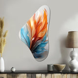 Fractal Boho Feather Amber Orange And Turquoise I - Asymmetric Metal Wall Art