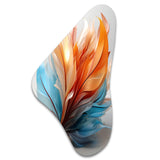 Fractal Boho Feather Amber Orange And Turquoise I - Asymmetric Metal Wall Art