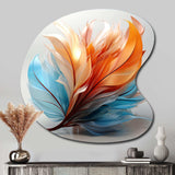 Fractal Boho Feather Amber Orange And Turquoise I - Asymmetric Metal Wall Art