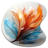 Fractal Boho Feather Amber Orange And Turquoise I - Asymmetric Metal Wall Art