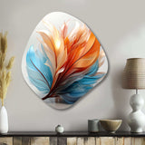 Fractal Boho Feather Amber Orange And Turquoise I - Asymmetric Metal Wall Art