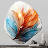 Fractal Boho Feather Amber Orange And Turquoise I - Asymmetric Metal Wall Art