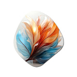 Fractal Boho Feather Amber Orange And Turquoise I - Asymmetric Metal Wall Art